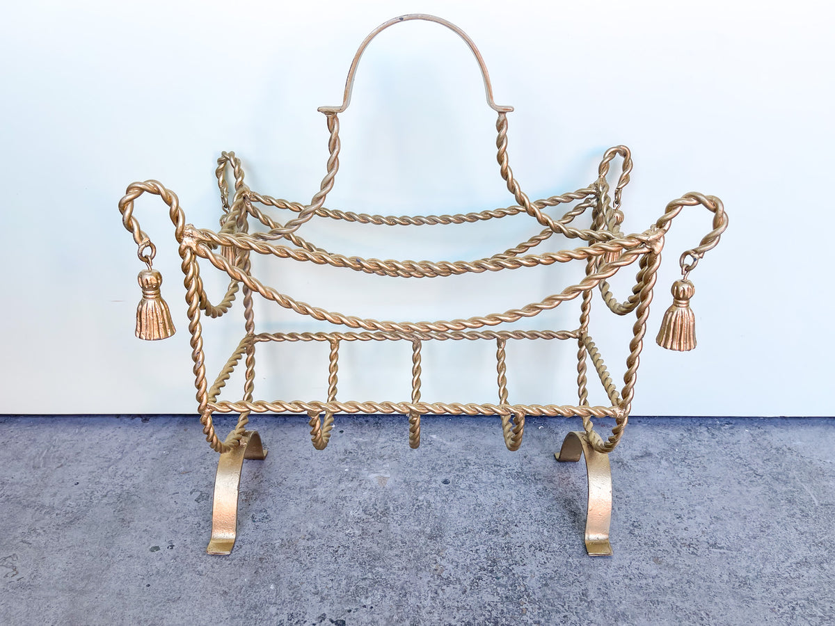 Hollywood Regency Tassel Magazine Rack
