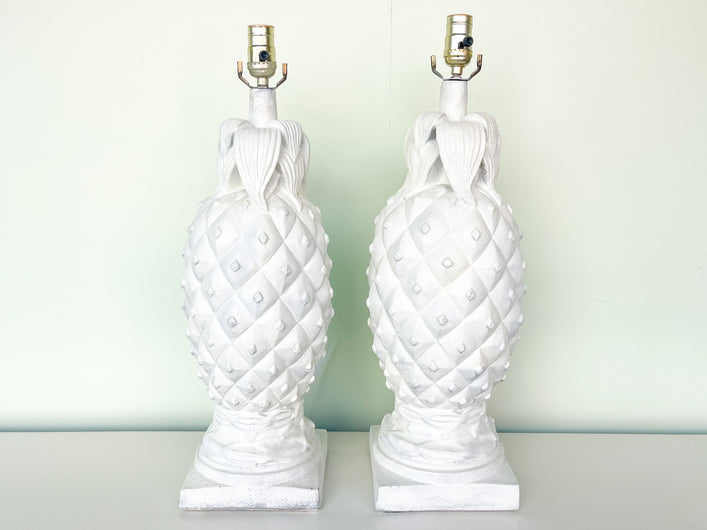 Pair of Plaster Pineapple Lamps