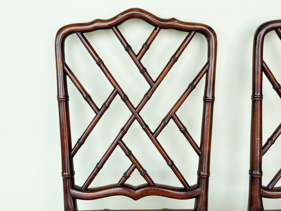 Pair of Faux Bamboo Chippendale Chairs