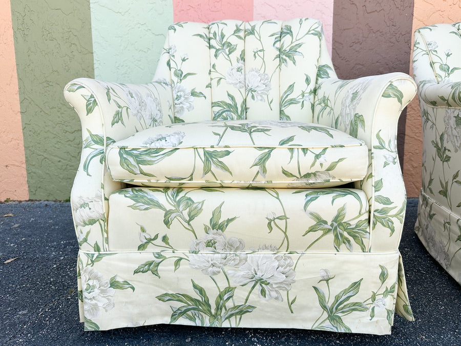 Pair of Cute Upholstered Swivel Chairs