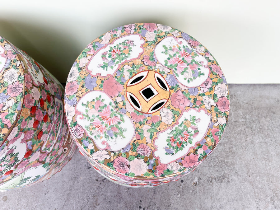 Pair of Rose Medallion Style Garden Seats
