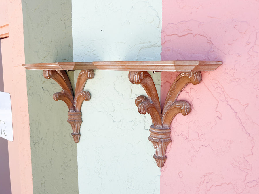 Pair of Italian Wooden Wall Shelves