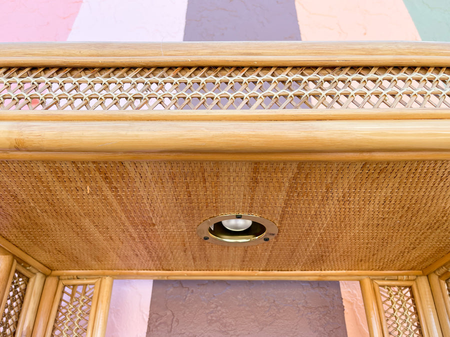 Pair of Island Chic Rattan Etageres