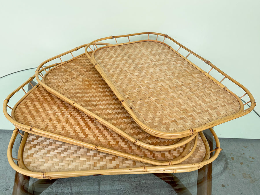 Set of Four Bamboo Trays