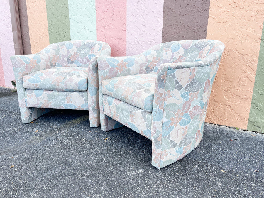 Pair of Palm Print Upholstered Chairs