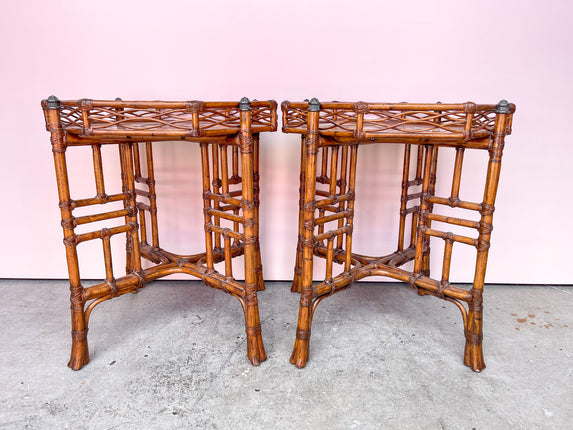 Pair of Island Chic Rattan Side Tables