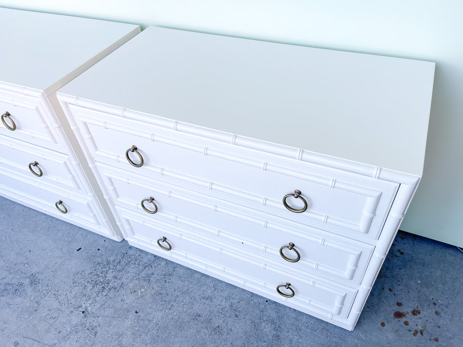 Pair of Faux Bamboo Oversized Nightstands