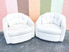 Pair of Winter White Upholstered Swivel Chairs