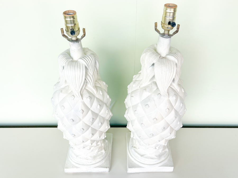 Pair of Plaster Pineapple Lamps