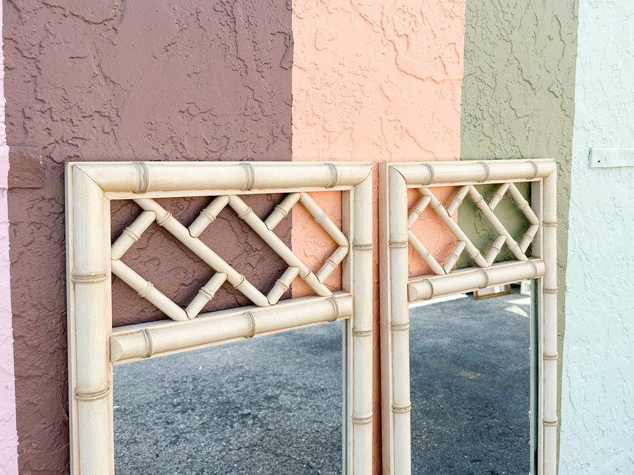 Pair of Palm Beach Faux Bamboo Mirrors