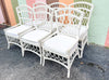 Set of Six White Rattan Dining Chairs