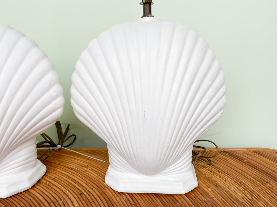 Pair of Plaster Clam Shell Lamps
