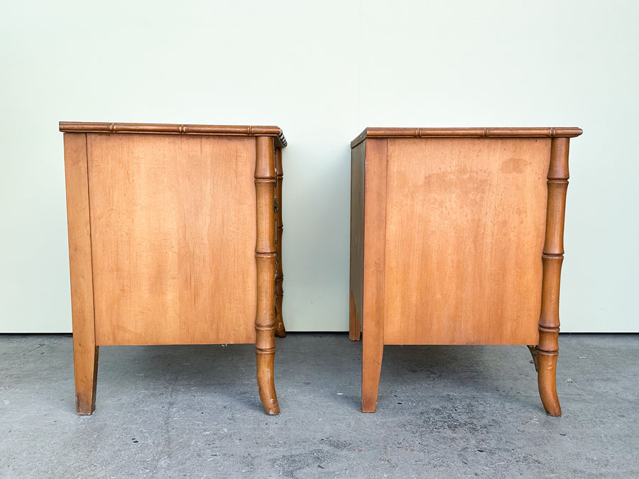 Pair of Palm Beach Faux Bamboo Nightstands