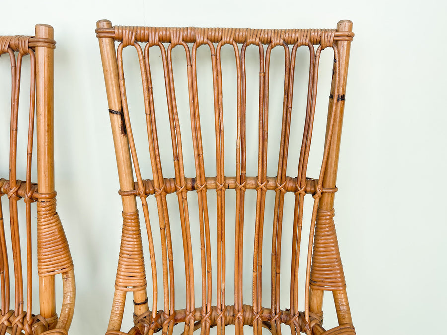 Pair of Cute Rattan Side Chairs