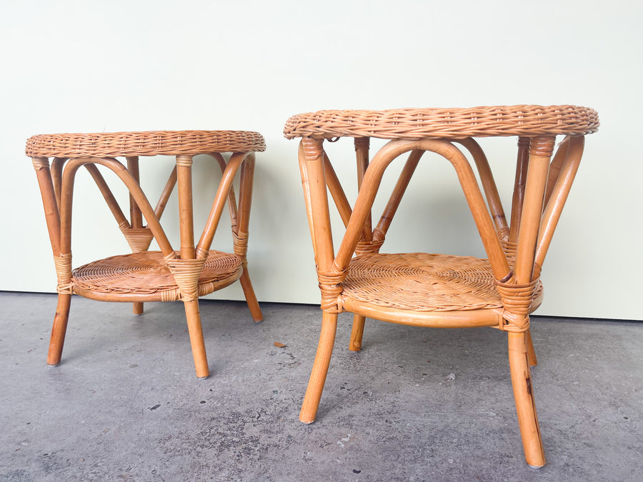 Pair of Wicker Side Tables