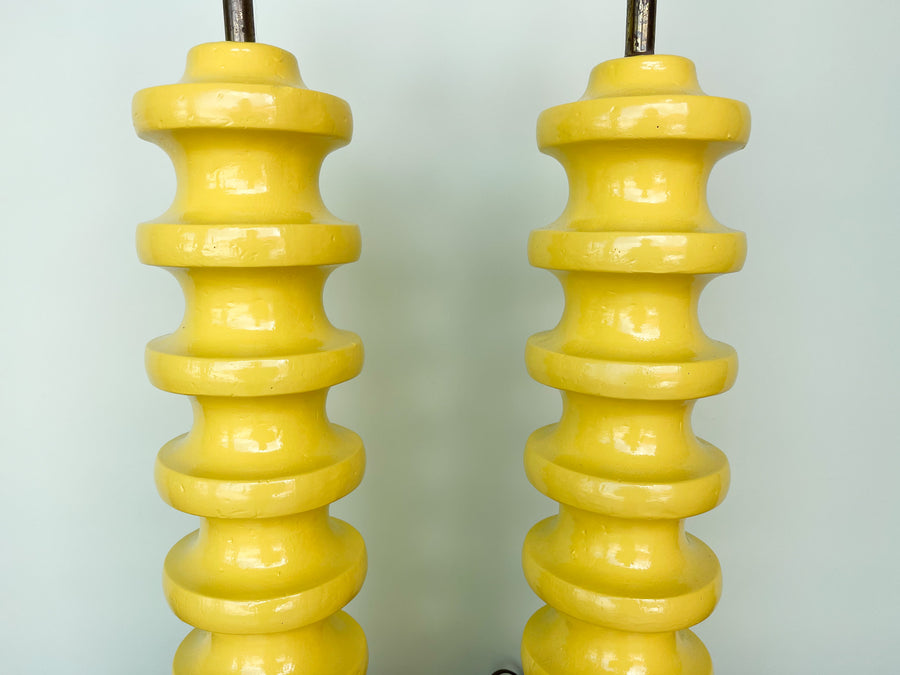 Pair of Whimsical Yellow Lamps
