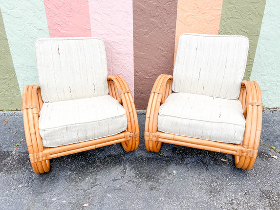 Pair of Frankl Style Rattan Pretzel Chairs