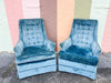 Pair of MCM Teal Upholstered Chairs