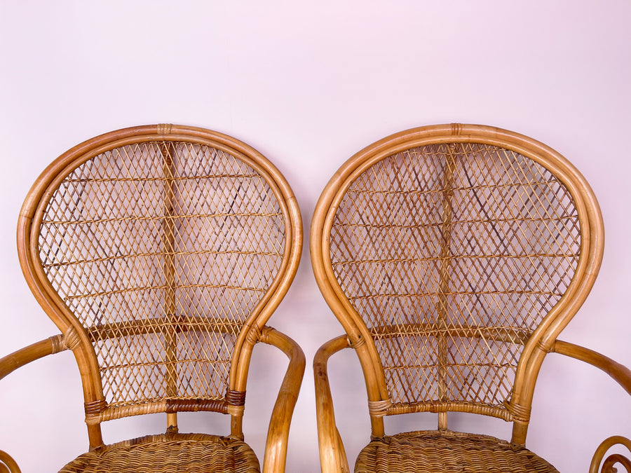 Pair of Rattan Balloon Back Chairs