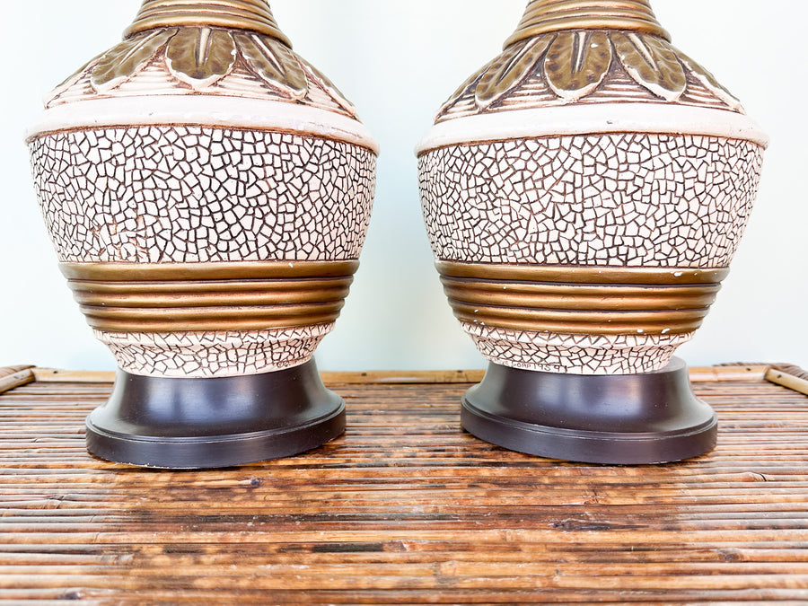 Pair of MCM Crackle Lamps