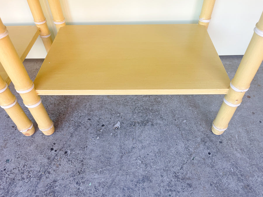 Pair of Yellow Thomasville Faux Bamboo Nightstands