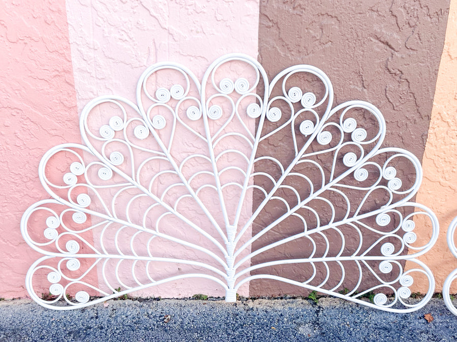Pair of Fancy Fiddlehead Wicker Wall Fans