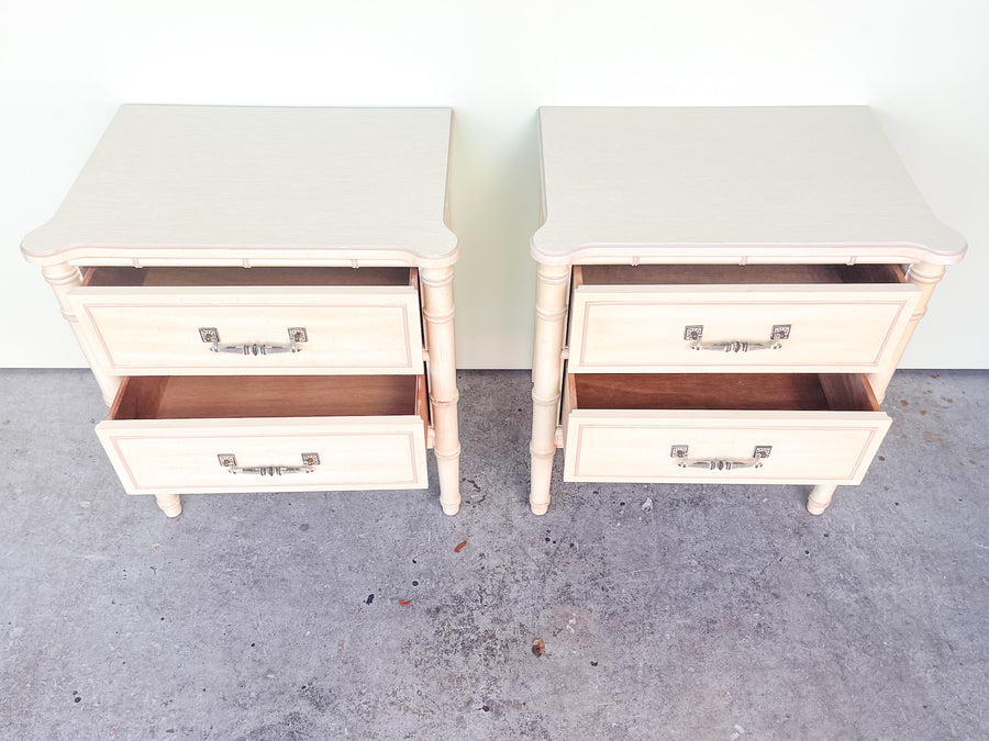 Pair of Henry Link Faux Bamboo Nightstands