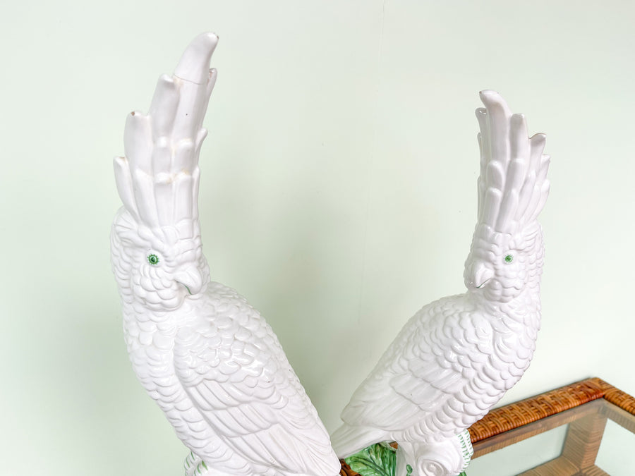 Pair of Italian Ceramic Cockatoos