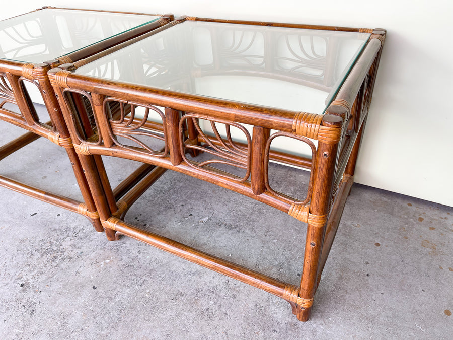 Pair of Island Chic Rattan Side Tables