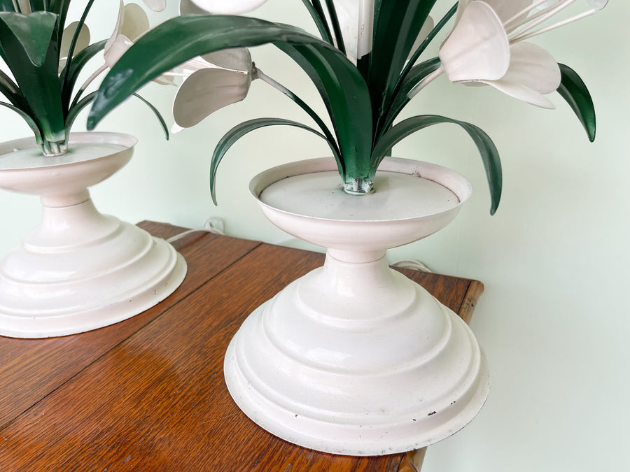 Pair of Floral Tole Lamps