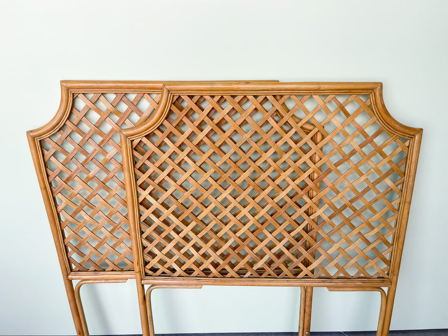 Pair of Lattice Rattan Twin Headboards