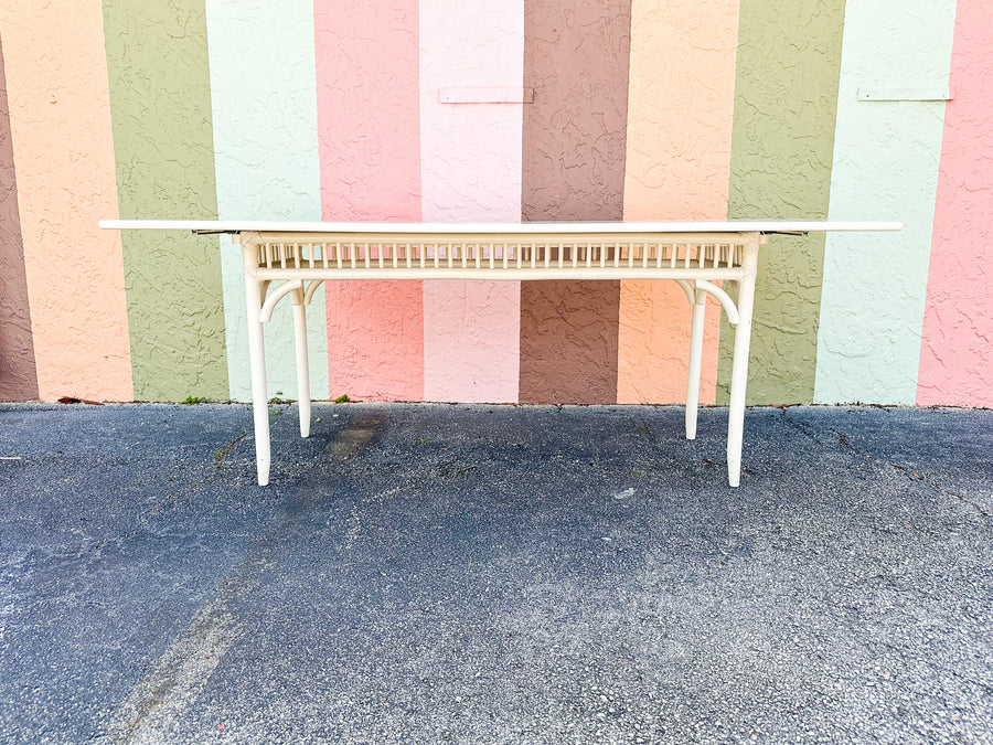 Painted Rattan Flip Top Console