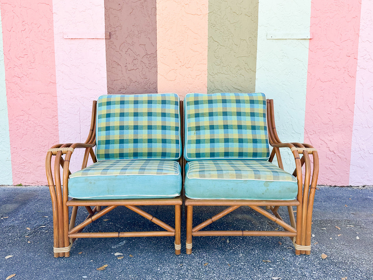 1940s Heywood Wakefield Two Piece Rattan Loveseat