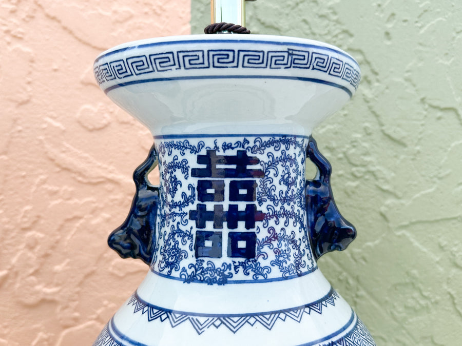 Pair of Blue and White Chinoiserie Lamps