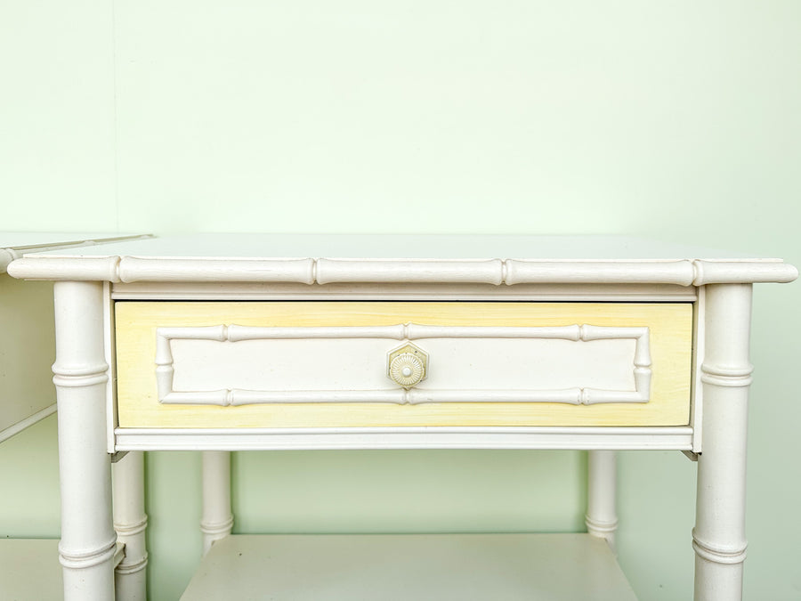 Pair of Thomasville Faux Bamboo Nightstands