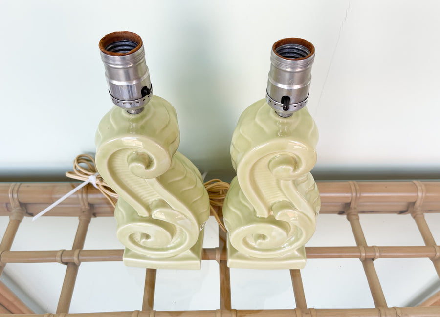 Pair of Petite Key Lime Art Deco Lamps