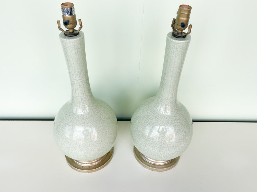 Pair of Celadon Crackle Lamps