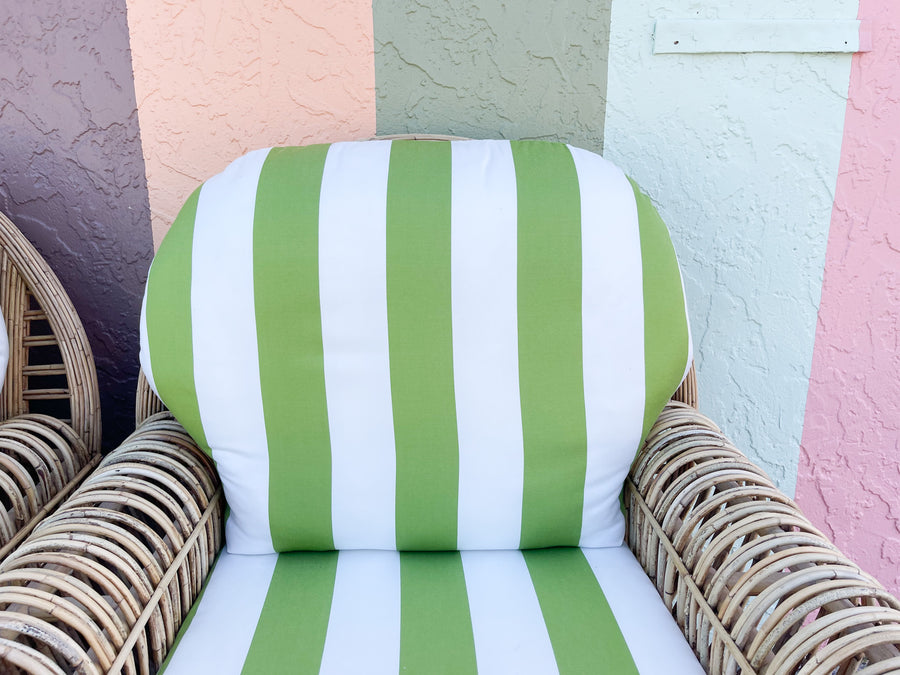 Pair of Chic Stick Wicker Lounge Chairs