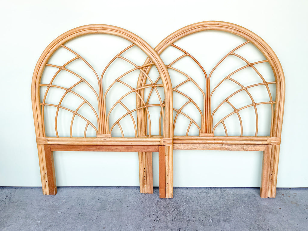 Pair of Arch Rattan Twin Headboards