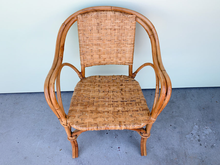 Pair of Woven Rattan Arm Chairs