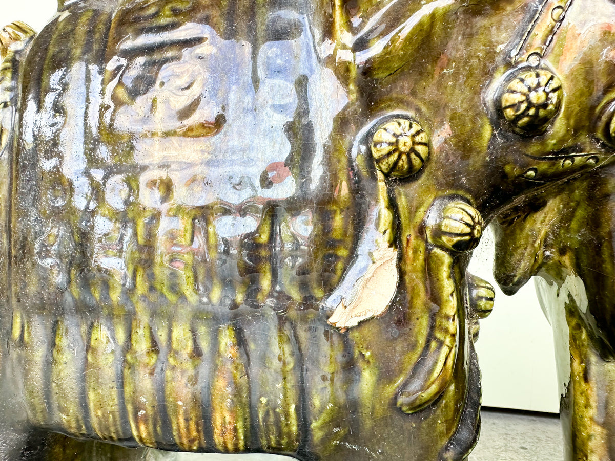 Pair of Terracotta Olive Green Elephant Garden Seats