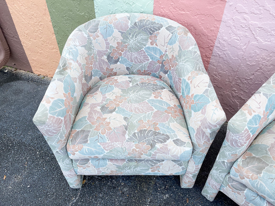 Pair of Palm Print Upholstered Chairs