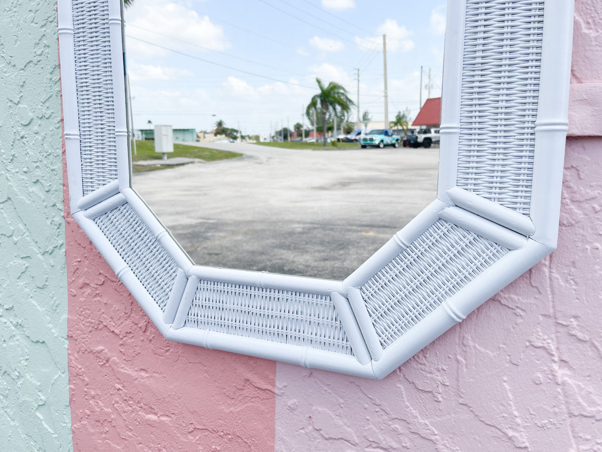 Faux Bamboo and Rattan Octagon Mirror