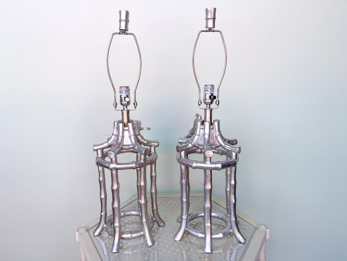 Pair of Faux Bamboo Pagoda Lamps