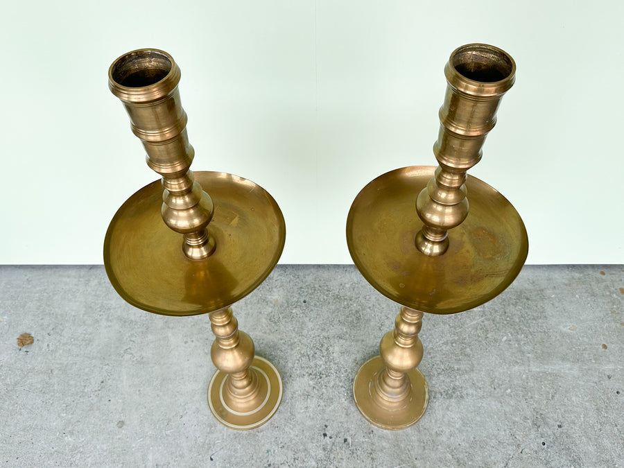 Pair of Tall Brass Candlesticks