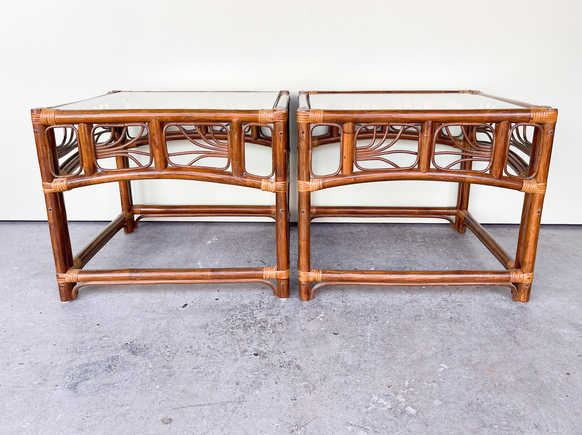 Pair of Island Chic Rattan Side Tables