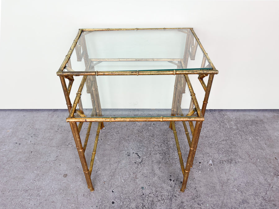Pair of Metal Faux Bamboo Nesting Tables