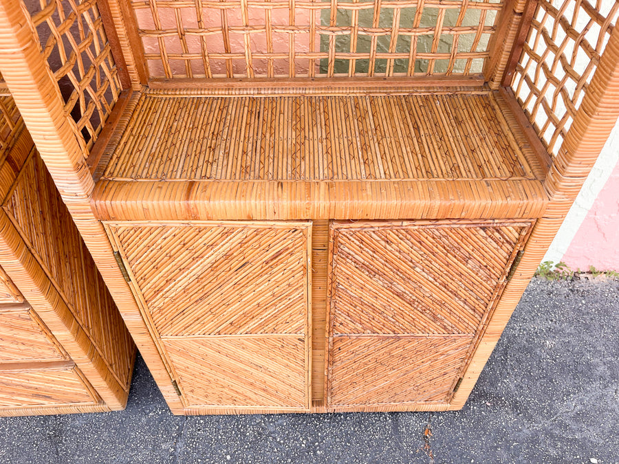 Pair of Coastal Chic Pencil Reed Etageres