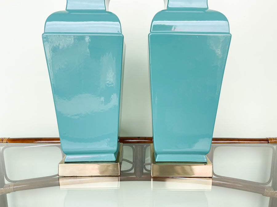 Pair of Ocean Teal Lamps