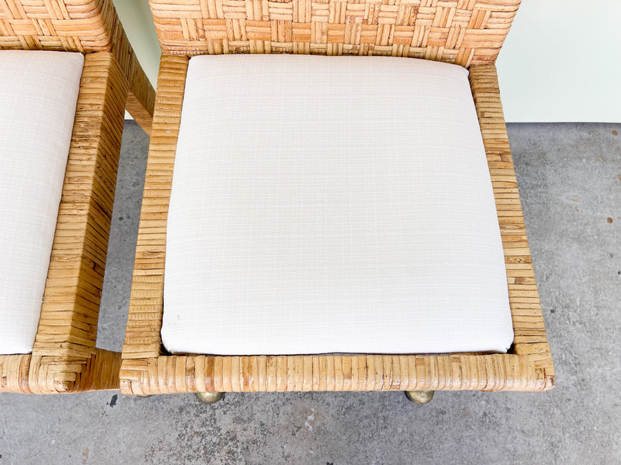 Pair of Rattan Side Chairs on Casters